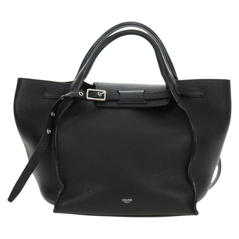 Celine Luggage Handbag Black Drummed